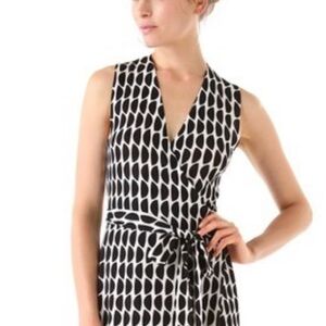 Diane Von Furstenberg Wrap Dress Black and White Midi Dress